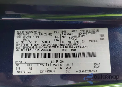 2019 Ford F-150 Xlt from USA, damaged, VIN 1FTEX1EP9KFA54748